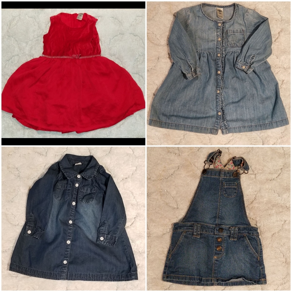 Toddler girls bundle four (4) dresses 18mths